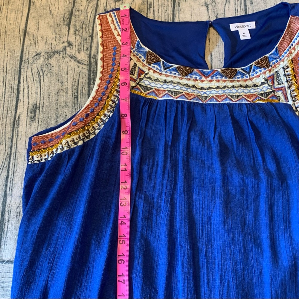 Westport Women’s Blue Tribal dress lined sleeveless XL spring summer casual - Picture 9 of 13